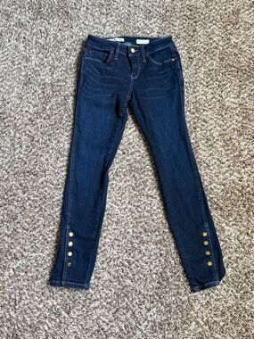 Anthropologie Dark Blue Women's Jeans with Gold Button Detail